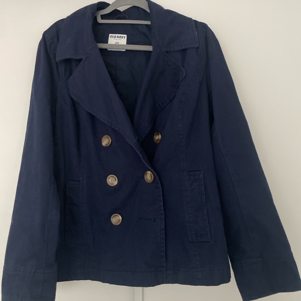 Old Navy Blue Pea Coat Double-Breasted Classic
